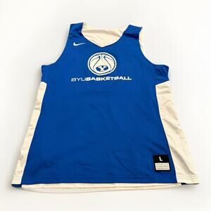 Nike Mens Blue White Reversible Byu Cougars Basketball Jersey Camp Size L Large